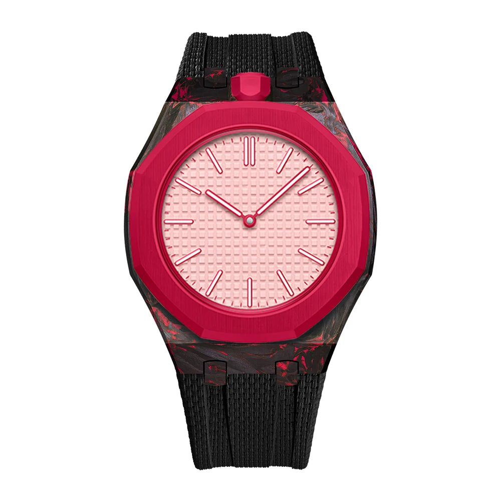 Noir cadran rose — couronne 12h