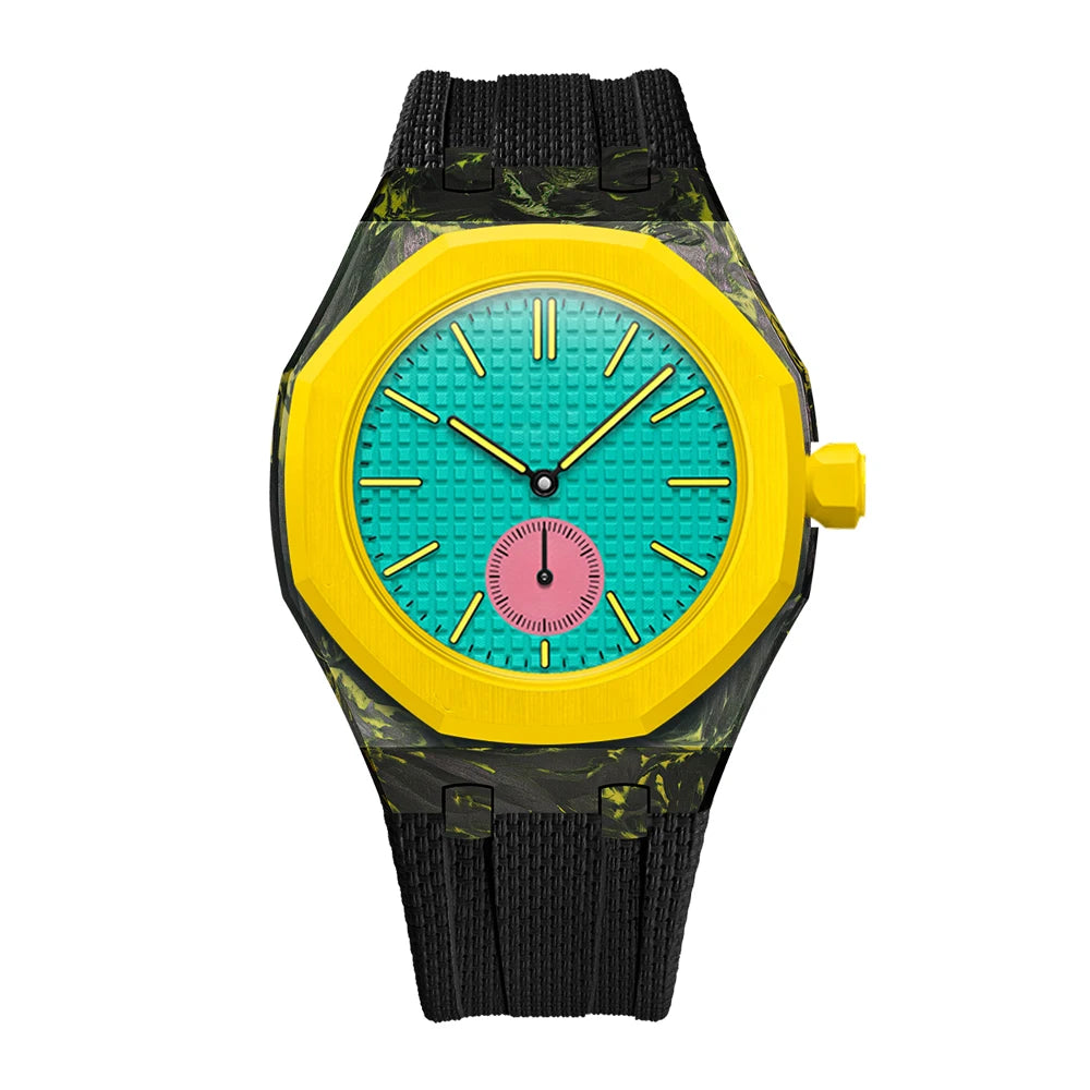 Noir cadran turquoise — couronne 3h