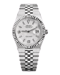 SeikoLand Blanche — cadran blanc, lunette cannelée, bracelet intégré