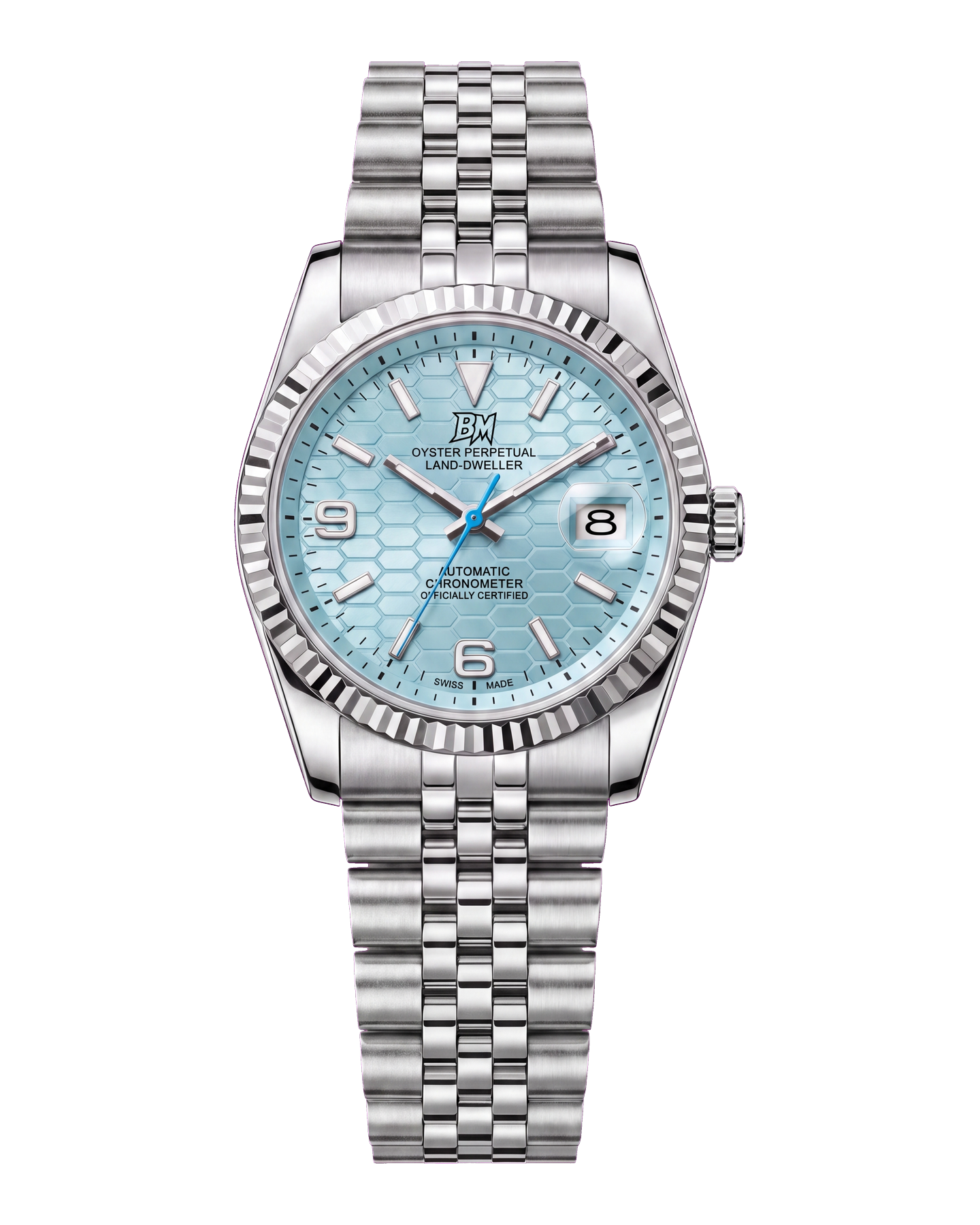 SeikoLand Bleu Tiffany — cadran bleu glacier, logo BM